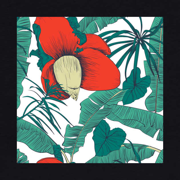 Seamless tropical pattern with banana palms by Olga Berlet